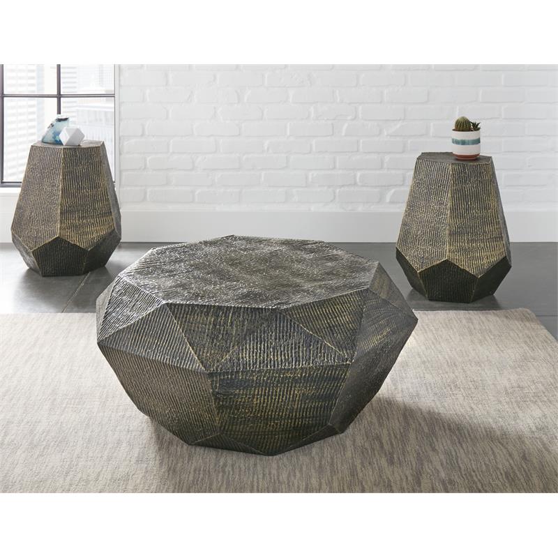 Steve Silver Donato Hexagon Brass Metal End Table
