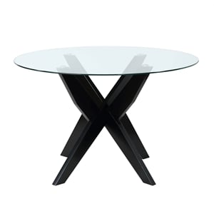 Steve Silver Amalie Round Black and Clear Glass Dining Table