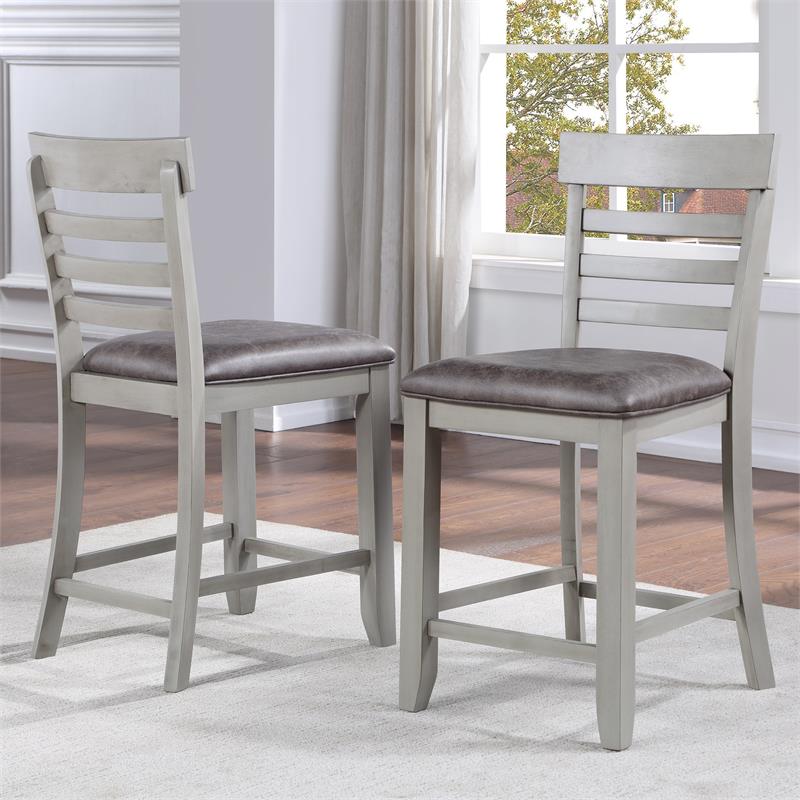 Steve Silver Hyland Stone Gray Wood Counter Chair