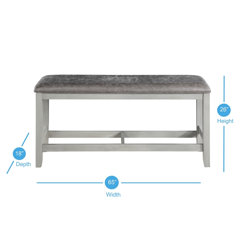 Steve Silver Hyland Stone Gray Wood Counter Bench