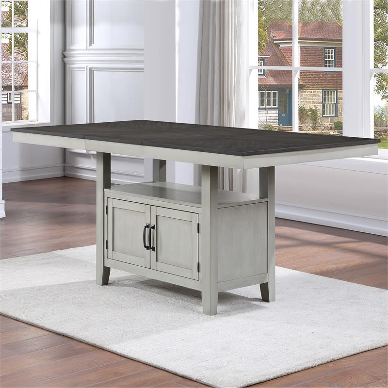 Steve Silver Hyland Stone Gray and Charcoal Wood 7-Piece Dining Set