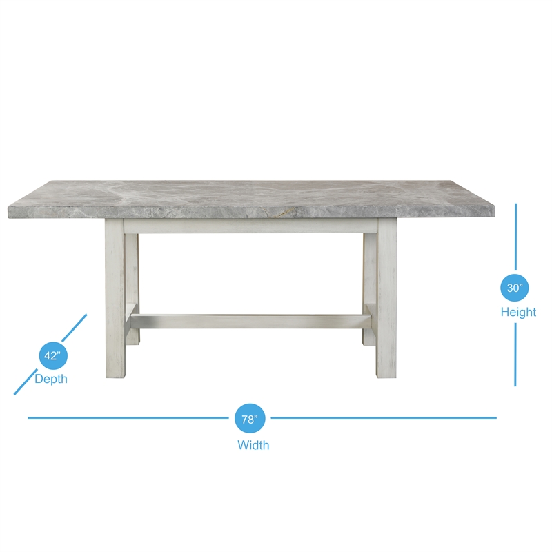 Steve Silver Canova Weathered White Wood and Marble Top Dining Table