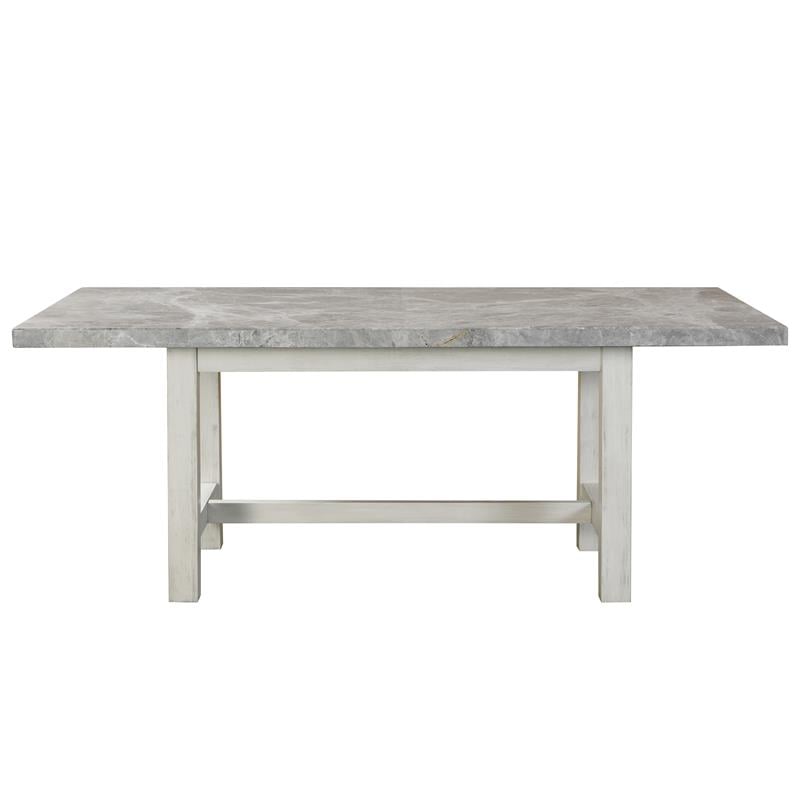 Steve Silver Canova Weathered White Wood and Marble Top Dining Table