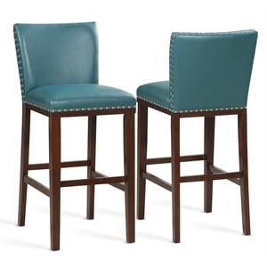 Steve Silver Tiffanie Faux Leather 30&quot Bar Stool - Peacock-Espresso