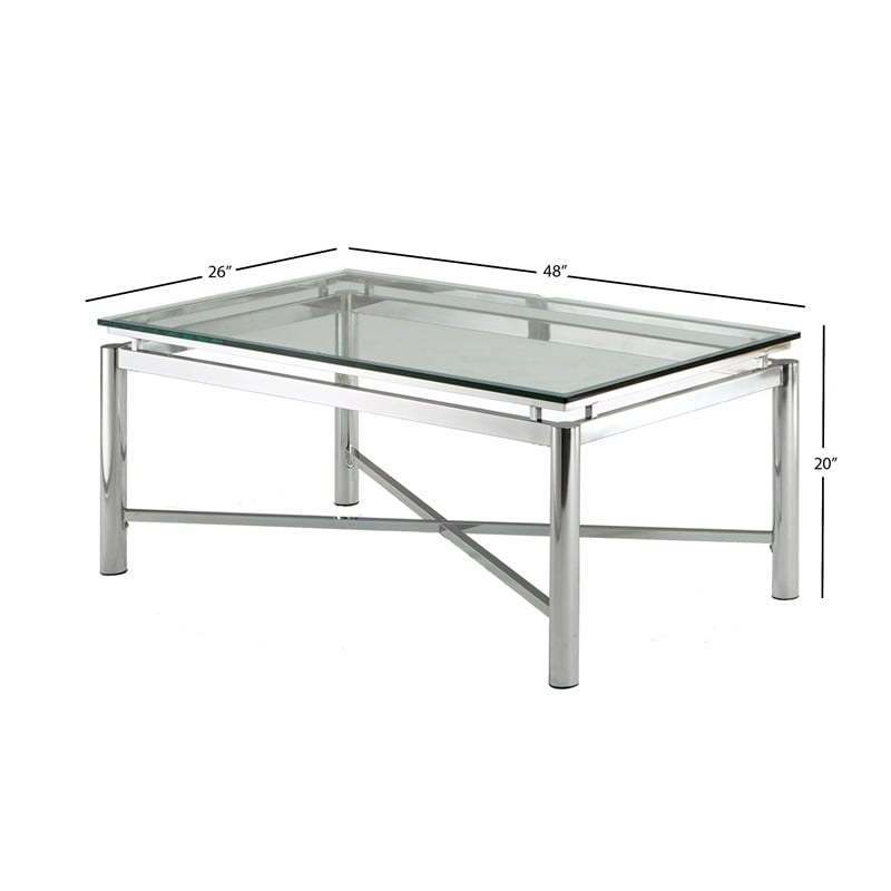 Chrome Metal and Glass Cocktail Table