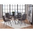 Steve Silver Derek Round Wood Top and Black Metal Base Dining Table