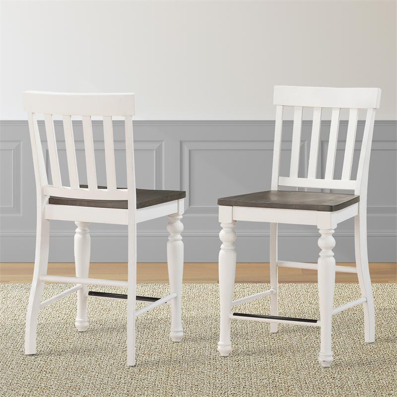 Steve Silver Joanna Two-tone Ivory and Dark Oak Counter Chair