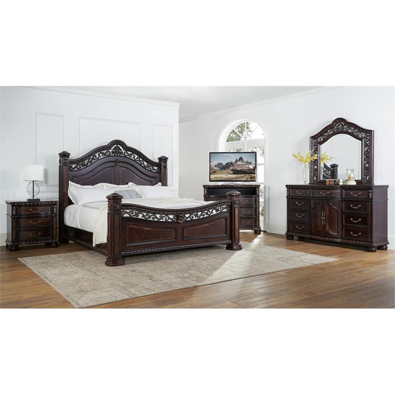 Steve Silver Monte Carlo Rich Cocoa Chocolate Queen Bed Complete