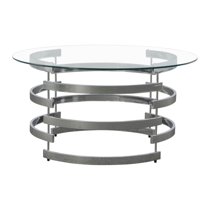 Tayside Metal and Chrome Tempered Glass Top Cocktail Table