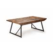 Walden Brown Wood ParquetTop with Dark Gray Iron Base Cocktail Table