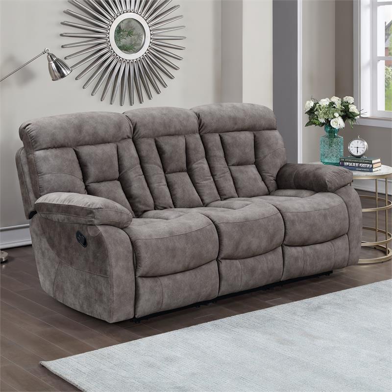 Bogata Sofa and  Loveseat and Chair Set in Mushroom Brown Upholstery Fabric