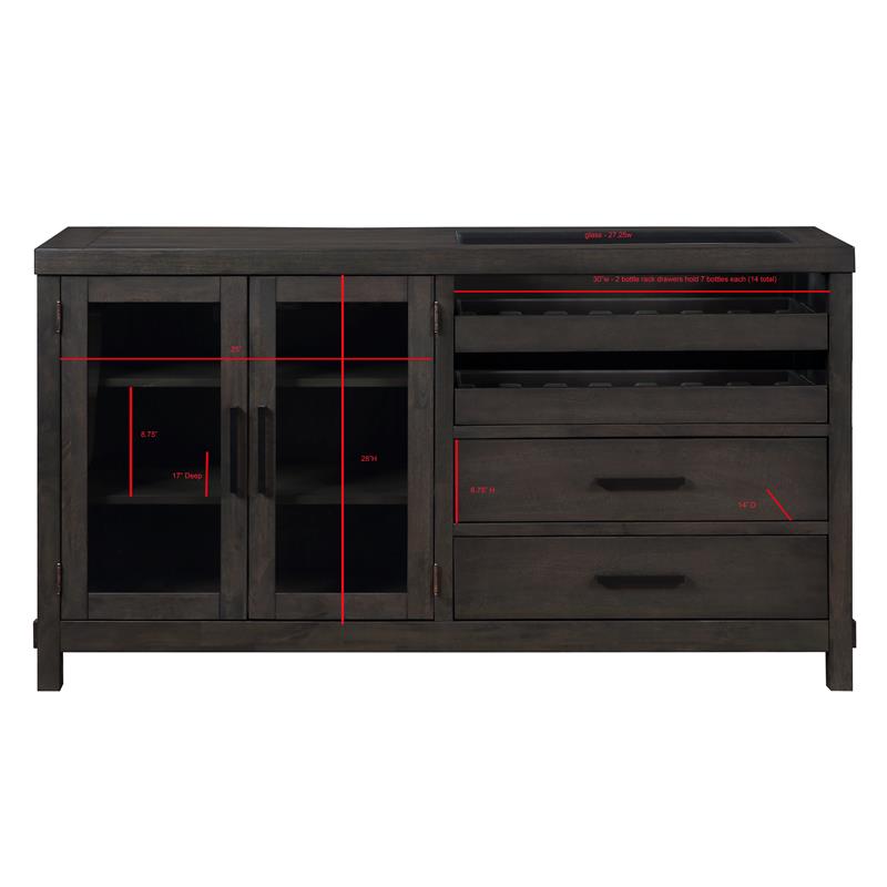 Steve Silver Napa Dusky Cedar Brown Wood Server