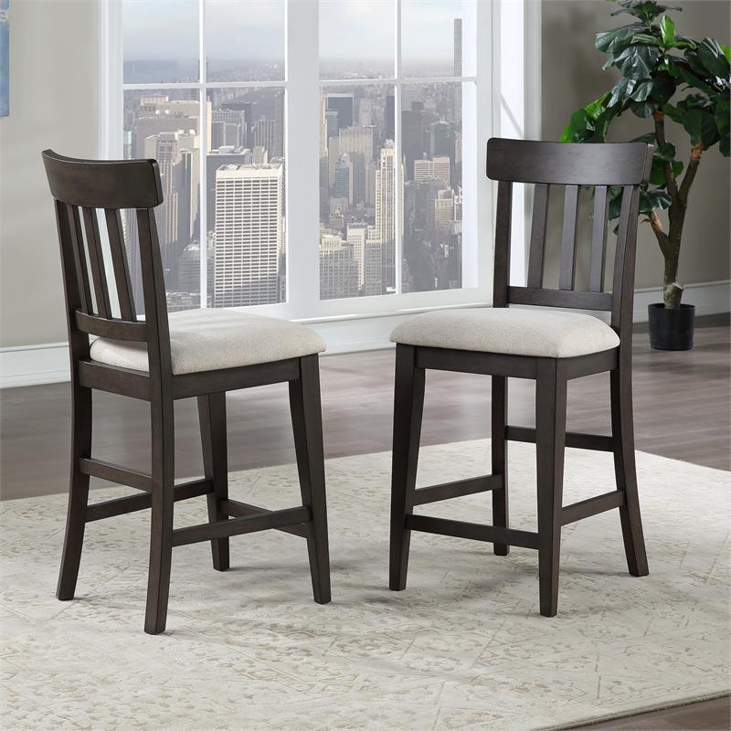 Napa Natural Linen Fabric and Wood Counter Height Chair