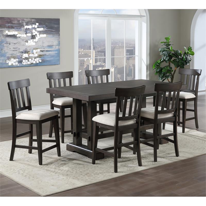 Napa Natural Linen Fabric and Wood Counter Height Chair