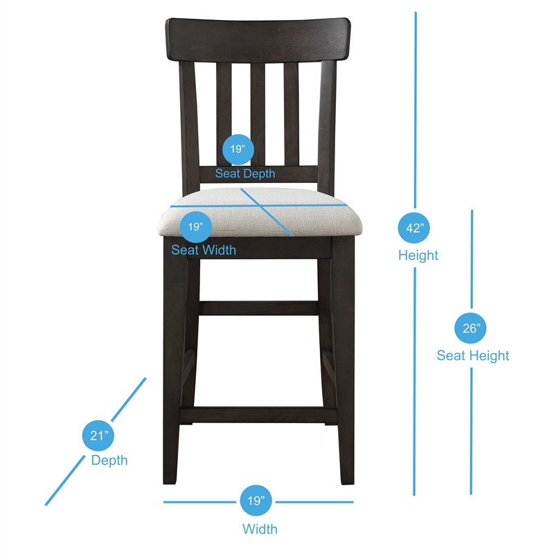 Napa Natural Linen Fabric and Wood Counter Height Chair