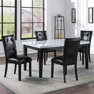 Sterling White Faux Marble and Deep Cherry Wood 5-piece Dining Set