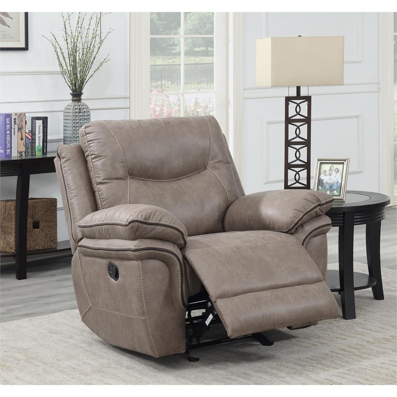 Isabella Reclining 3-Piece Set in Brown Faux Leather