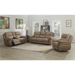 Isabella Reclining 3-Piece Set in Brown Faux Leather