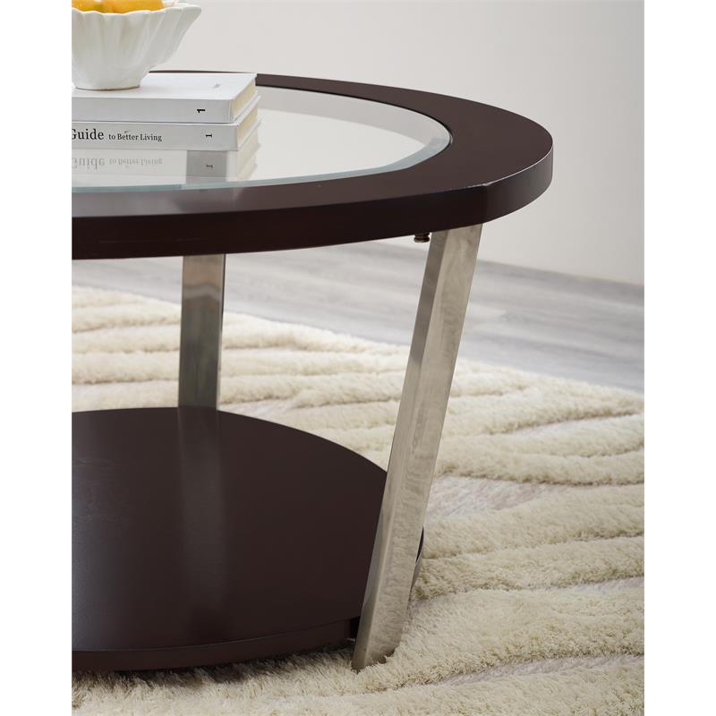 Steve Silver Duncan Espresso Finished Wood and Metal Cocktail Table