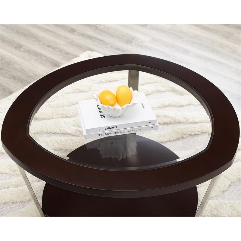 Steve Silver Duncan Espresso Finished Wood and Metal Cocktail Table