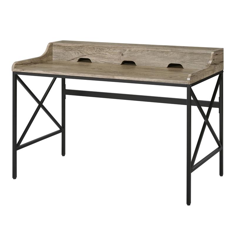 Steve Silver Corday Gray Wood and Black Metal Desk with USB Port