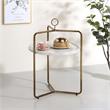 Steve Silver Miro White Faux Marble and Gold Metal Side Table
