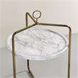 Steve Silver Miro White Faux Marble and Gold Metal Side Table