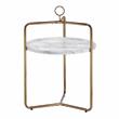 Steve Silver Miro White Faux Marble and Gold Metal Side Table