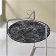 Steve Silver Miro Black Faux Marble and Silver Metal Side Table