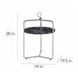 Steve Silver Miro Black Faux Marble and Silver Metal Side Table