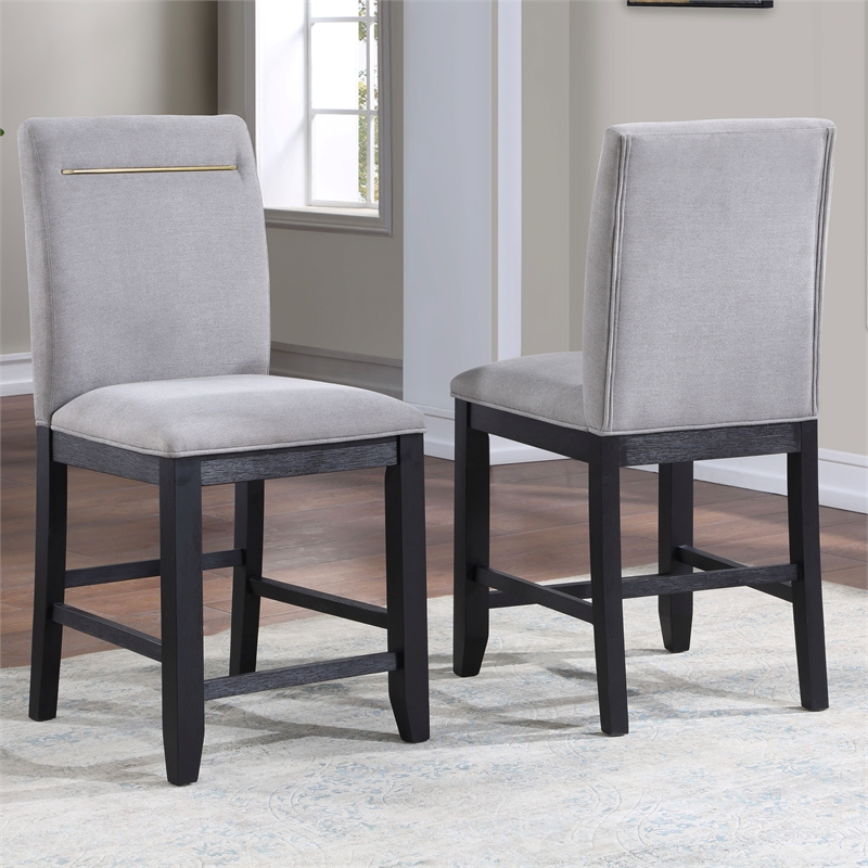 Yves Rubbed Charcoal and Light Gray Fabric Counter Chair