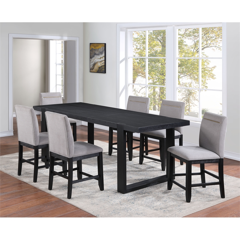 Yves Rubbed Charcoal and Light Gray Fabric Counter Chair