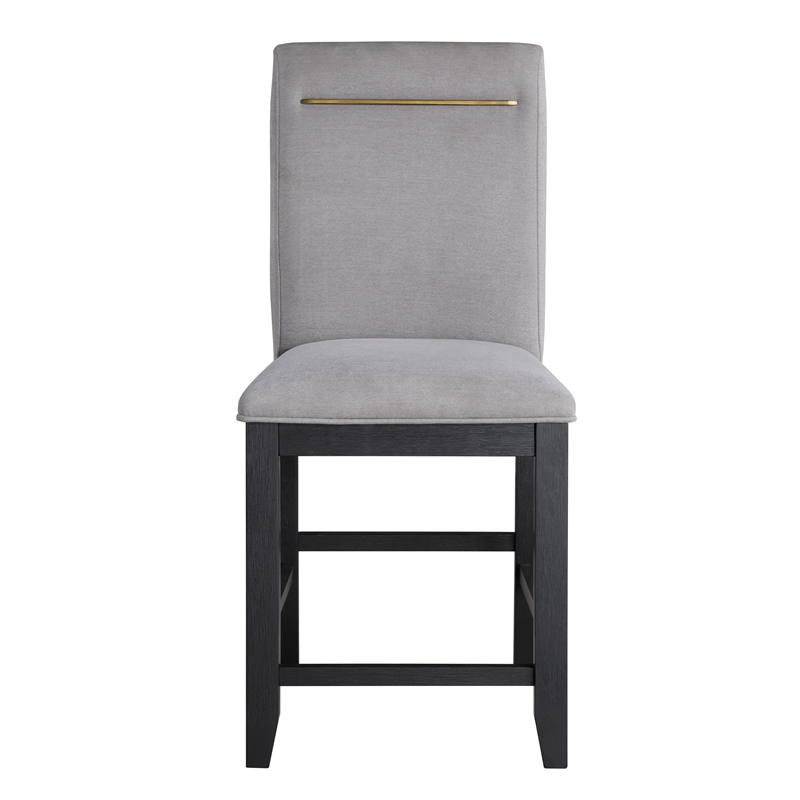 Yves Rubbed Charcoal and Light Gray Fabric Counter Chair