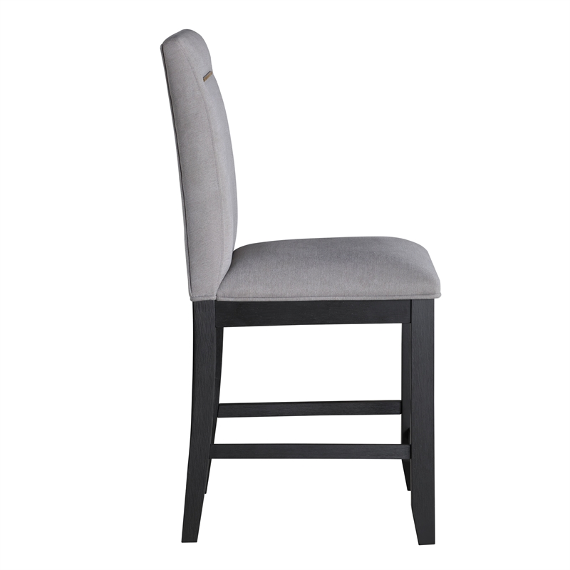 Yves Rubbed Charcoal and Light Gray Fabric Counter Chair