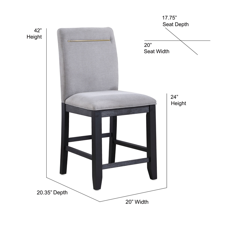 Yves Rubbed Charcoal and Light Gray Fabric Counter Chair