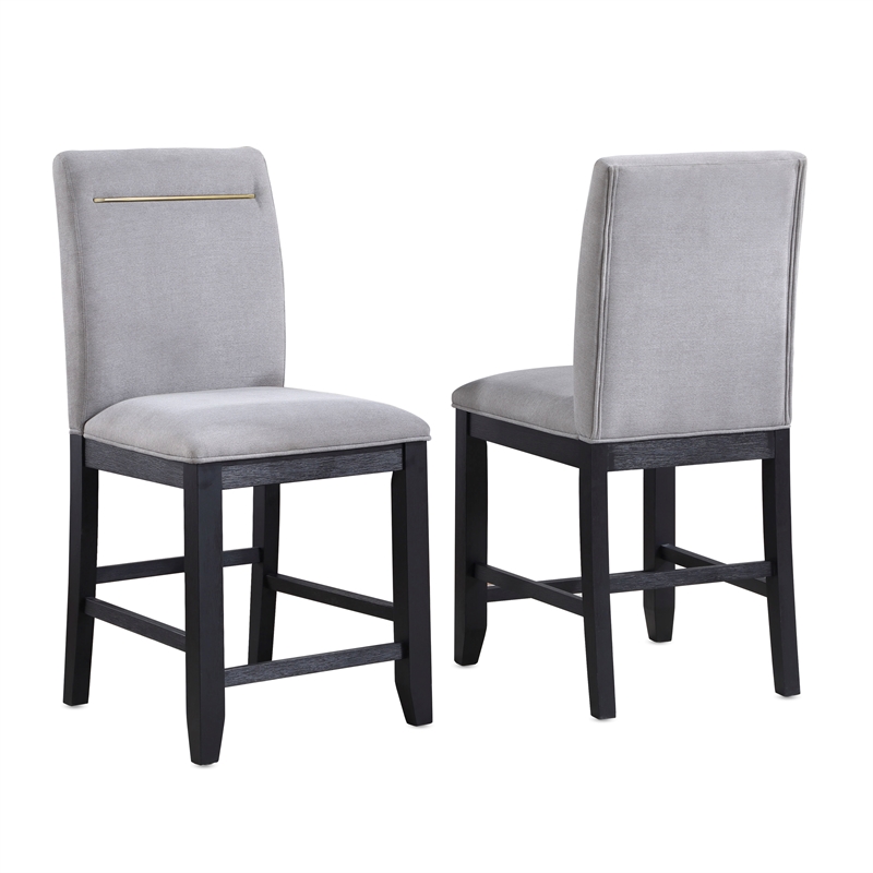 Yves Rubbed Charcoal and Light Gray Fabric Counter Chair