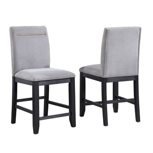 Yves Rubbed Charcoal and Light Gray Fabric Counter Chair