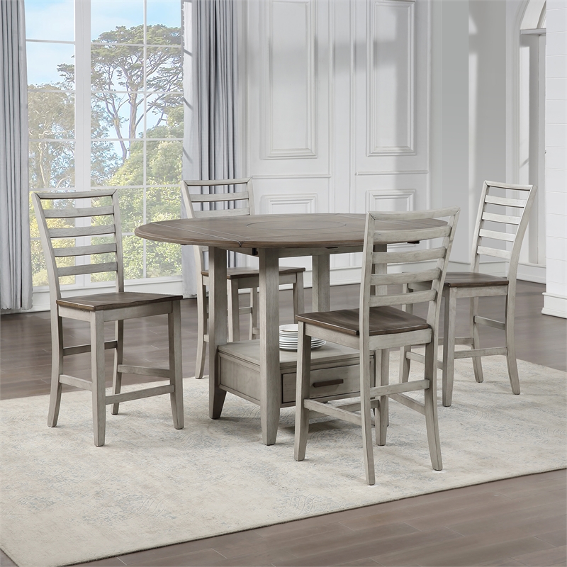 Abacus Two-tone Smokey Alabaster and Brown Counter Chair