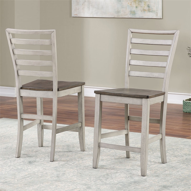 Abacus Two-tone Smokey Alabaster and Brown 7-piece Counter Dining Set