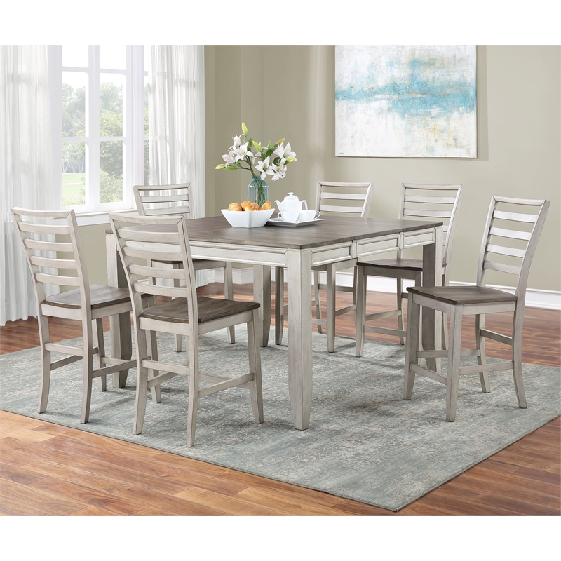 Abacus Two-tone Smokey Alabaster and Brown 7-piece Counter Dining Set