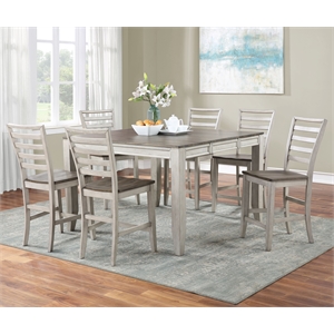 Abacus Two-tone Smokey Alabaster and Brown 7-piece Counter Dining Set