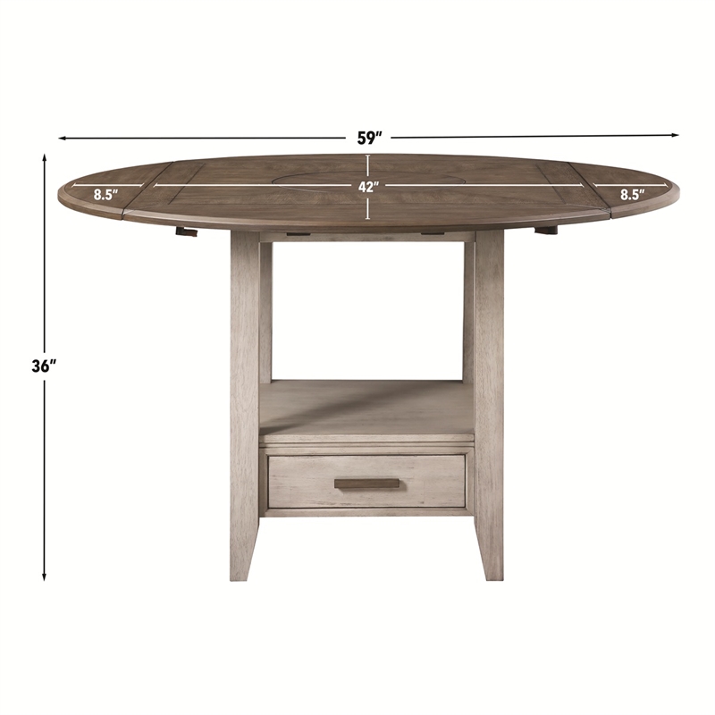 Abacus Two-tone Smokey Alabaster and Brown 5-piece Drop Leaf Counter Dining Set