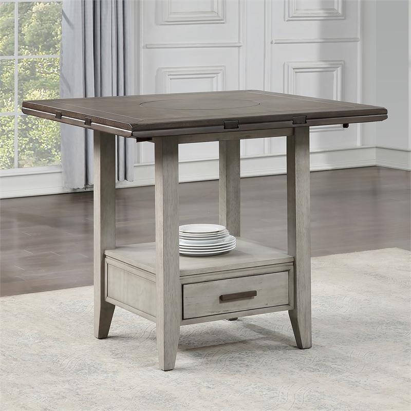 Abacus Two-tone Smokey Alabaster and Brown 5-piece Drop Leaf Counter Dining Set