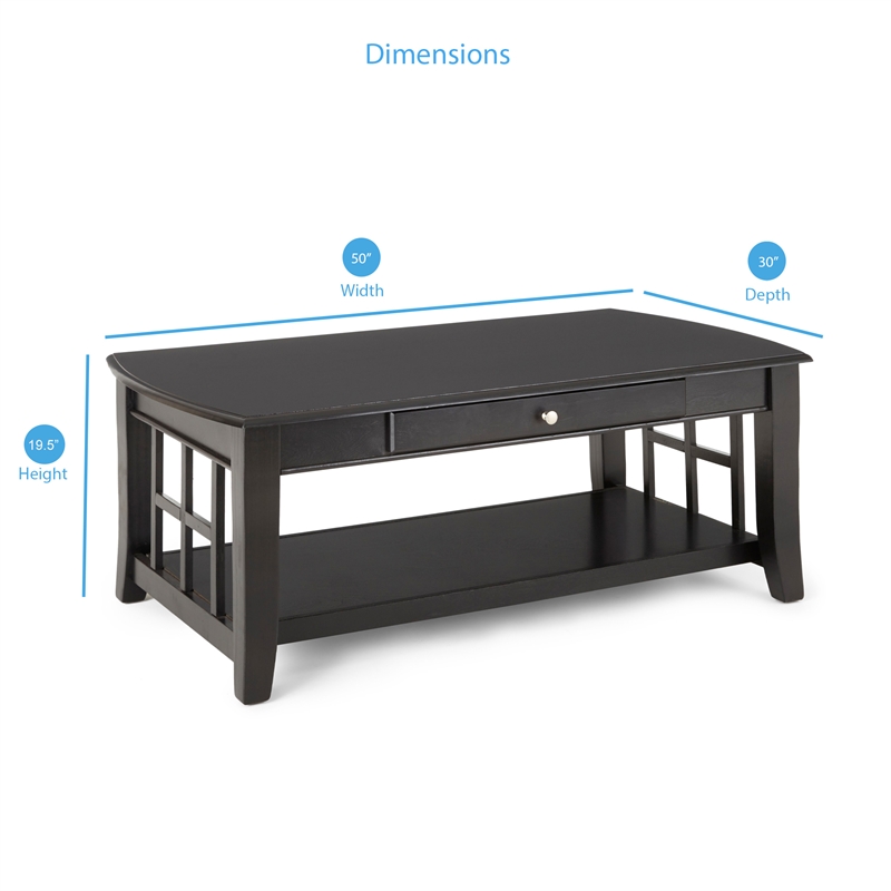 Steve Silver Company Cassidy Wood Top Cocktail Table in Black