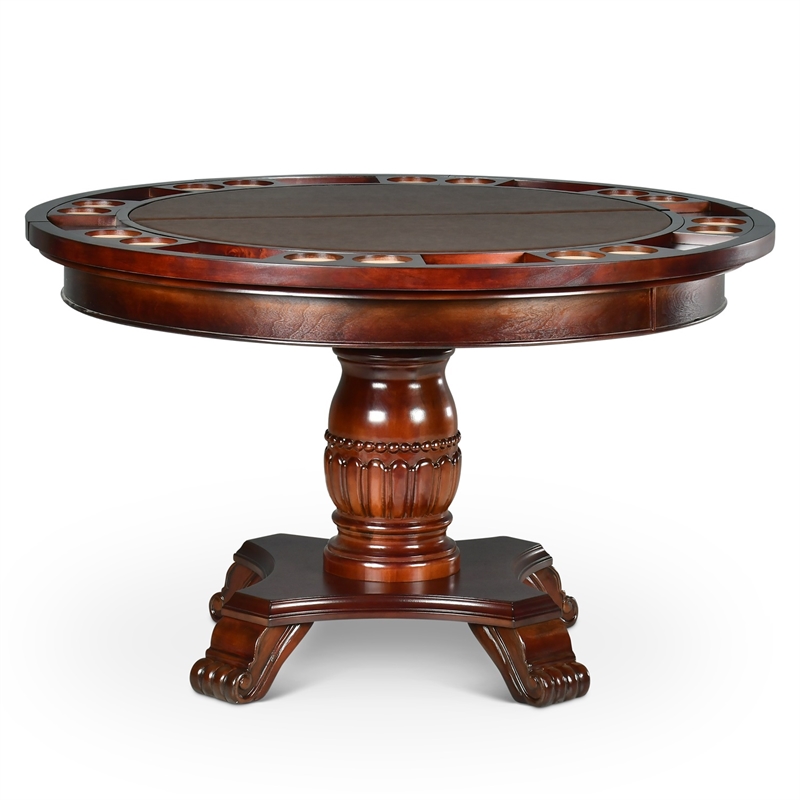 Steve Silver Company Tournament Brown Top Poker Table in Cherry