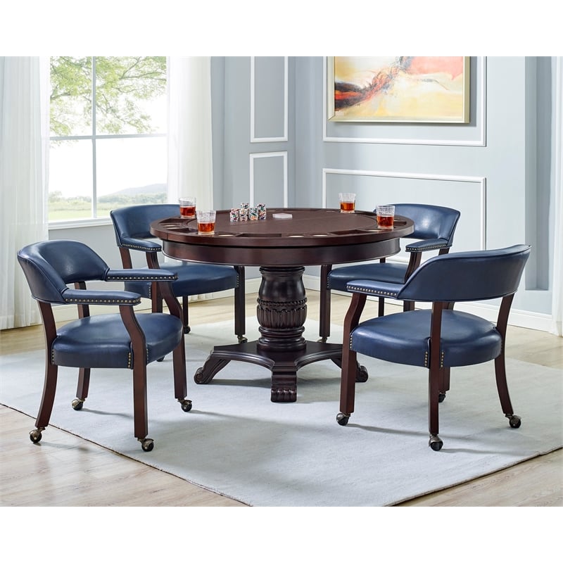 Steve Silver Company Tournament Brown Top Poker Table in Cherry