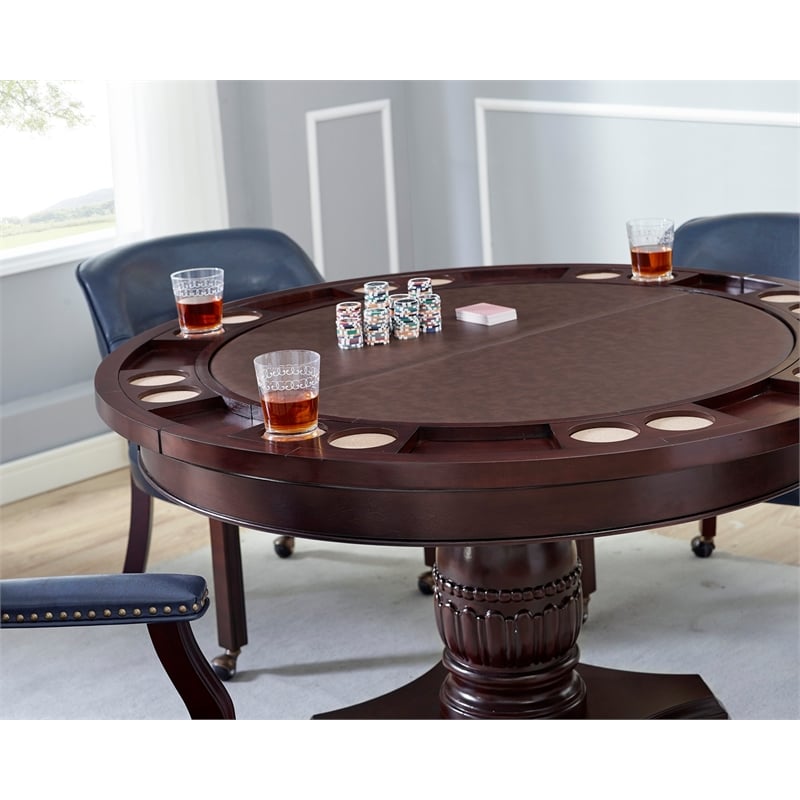 Steve Silver Company Tournament Brown Top Poker Table in Cherry