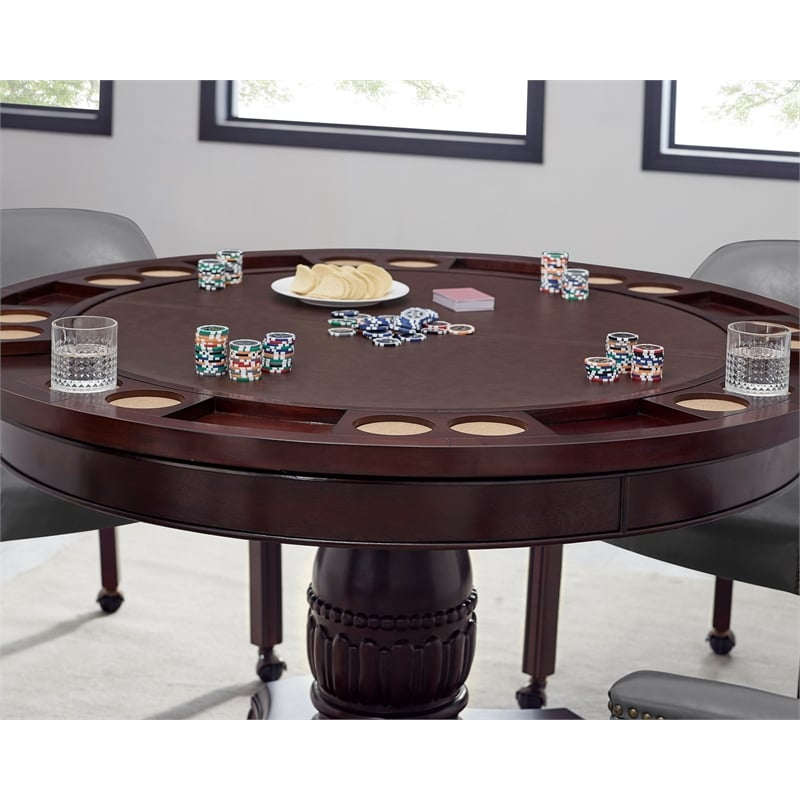 Steve Silver Company Tournament Brown Top Poker Table in Cherry