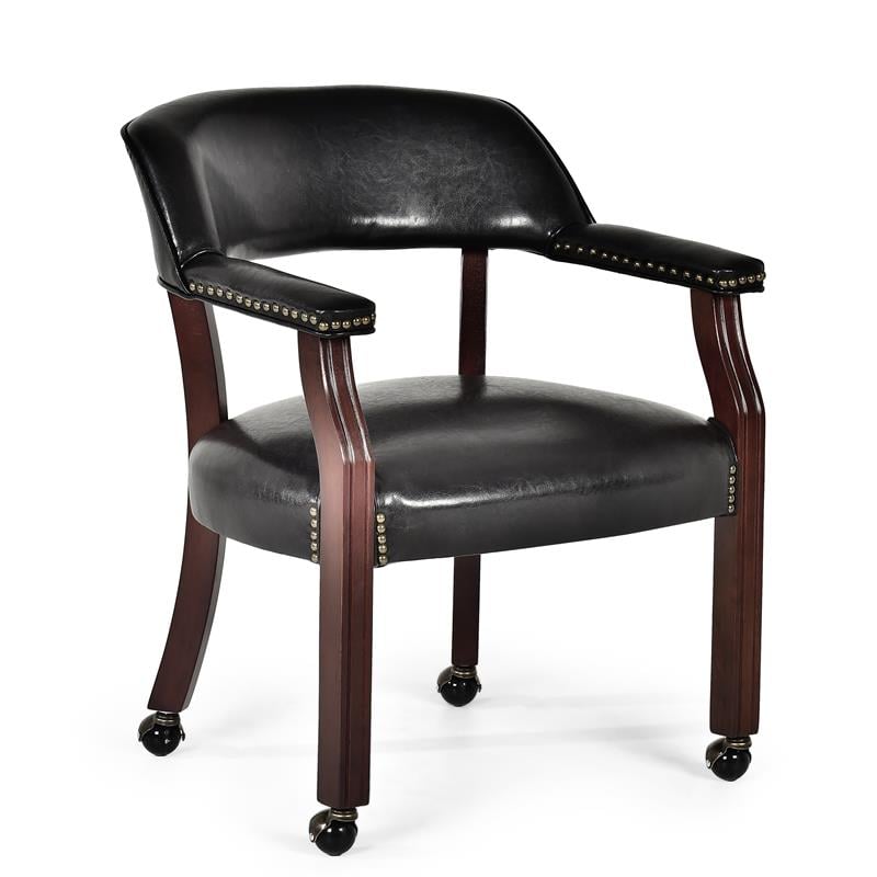 Steve Silver Company Tournament Traditional Wood Black Arm Chair with Casters
