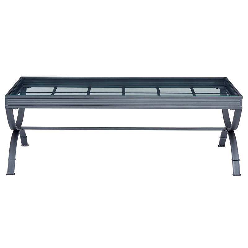 Emerson 3 Piece Coffee and End Table Set in Nickel metal finish and glass top